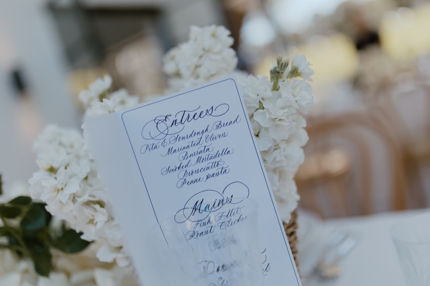 Calligraphy table menu